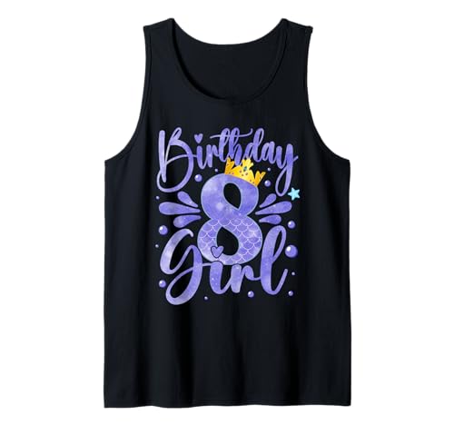It's My 8th Bday Meerjungfrau Lustiger Geburtstag Mädchen 8 Jahre alt Tank Top von Birthday 8 Years Old It's My 8th Bday Mermaid Tee