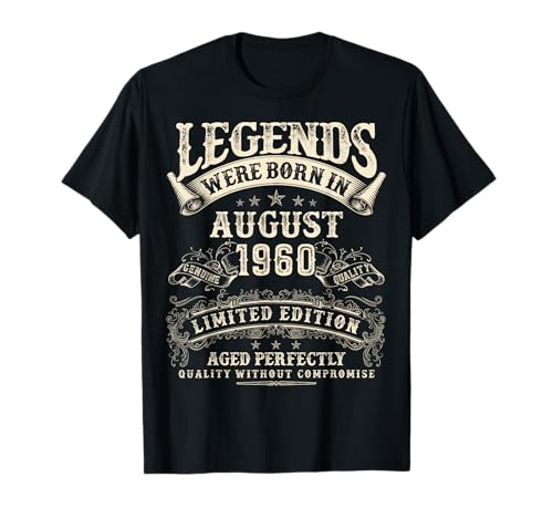 Retro 65. Geburtstag Geschenke für Männer 65 Jahre alt August 1960 T-Shirt Retro 65. Geburtstag Geschenke für Männer 65 Jahre alt August 1960 T-Shirt von Birthday August Gifts For Legendary Men Apparel