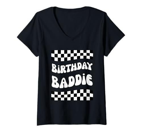 Damen Groovy Birthday Baddie Frauen Cute Birthday Party Spaß T-Shirt mit V-Ausschnitt Damen Groovy Birthday Baddie Frauen Cute Birthday Party Spaß T-Shirt mit V-Ausschnitt von Birthday Baddie Apparel Co.