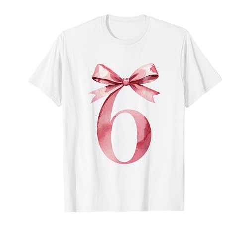 Cute Birthday Girl Coquette mit Schleife - 6. Geburtstag T-Shirt von Birthday Bliss