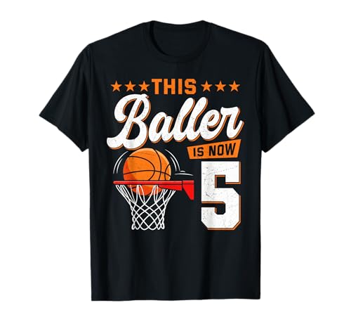 Basketball-Shirt zum 5. Geburtstag für Kinder This Baller is Now 5" T-Shirt Basketball-Shirt zum 5. Geburtstag für Kinder This Baller is Now 5" T-Shirt von Birthday Boy 5th Birthday Basketball tee for Kids