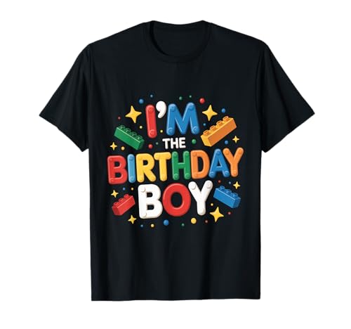 Im The Birthday Boy Bausteine Familie Party Dekorationen T-Shirt von Birthday Boy Blocks Brick