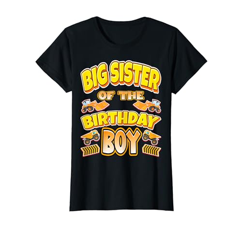 Big Sister Of The Birthday Boy Bauarbeiter Geburtstag T-Shirt von Birthday Boy Construction Gifts For Birthday Party