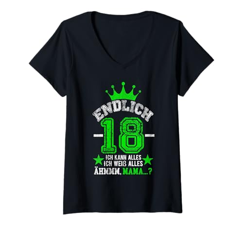 Damen Endlich 18 Ich Kann Alles Ich Weiß Alles T-Shirt mit V-Ausschnitt Damen Endlich 18 Ich Kann Alles Ich Weiß Alles T-Shirt mit V-Ausschnitt von Birthday Boy Crew 18