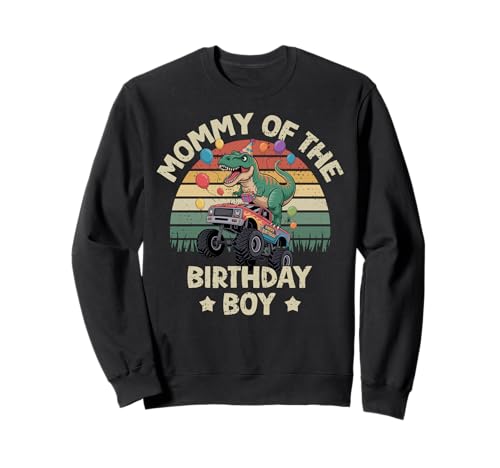 Mama der Geburtstagsfeier Monster Truck T-Rex Mom Sweatshirt von Birthday Boy Family Outfits T-Rex Monster Truck