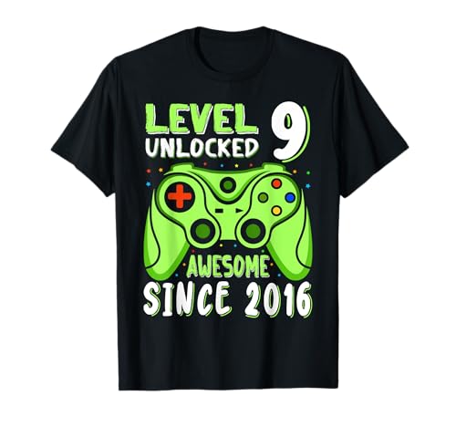 Level 9 Unlocked Awesome 2016 Videospiel 9th Birthday Boy T-Shirt Level 9 Unlocked Awesome 2016 Videospiel 9th Birthday Boy T-Shirt von Birthday Boy Gamer Video Game 2025 Apparel Co.