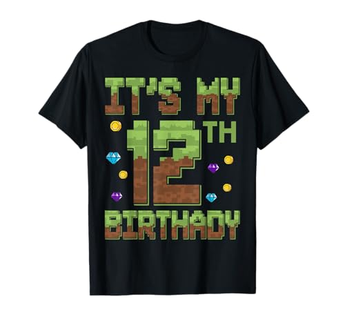 Birthday Boy, es ist Mein 12. Geburtstag, 12 Jahre Alter Pixel-Gamer T-Shirt von Birthday Boy It's My 12th Birthday 12 Years Old