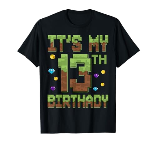 Birthday Boy, es ist Mein 13. Geburtstag, 13 Jahre Alter Pixel-Gamer T-Shirt von Birthday Boy It's My 13th Birthday 13 Years Old