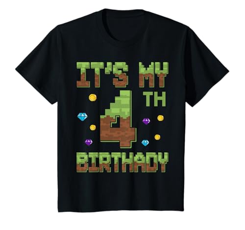 Birthday Boy, es ist Mein 4. Geburtstag, 4-jähriger Pixel-Gamer T-Shirt von Birthday Boy It's My 4th Birthday 4 Year Old