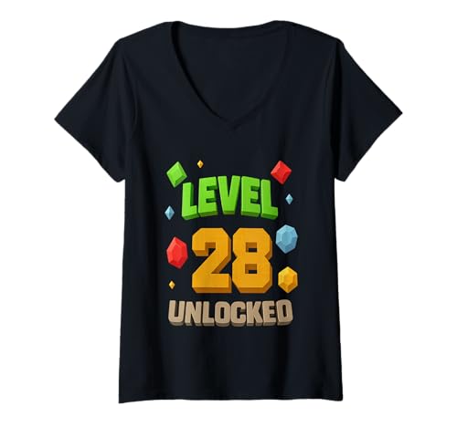 Damen Level 28 — T-Shirt zum 28. Geburtstag freigeschaltet T-Shirt mit V-Ausschnitt Damen Level 28 — T-Shirt zum 28. Geburtstag freigeschaltet T-Shirt mit V-Ausschnitt von Birthday Boy Level 28 Unlocked 28th Birthday
