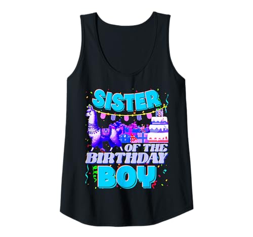 Damen Sister of The Birthday Boy Lama, Dad and Dad Family Party Tank Top Damen Sister of The Birthday Boy Lama, Dad and Dad Family Party Tank Top von Birthday Boy Llama Mom And Family Gifts
