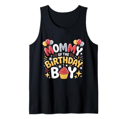 Cupcakes-Luftballons für Papa und Mama des Geburtstagskindes Tank Top von Birthday Boy Mom and Dad Tees