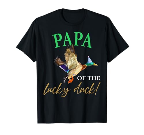 Papa of The Birthday Boy One Lucky Duck 1. Geburtstag Party T-Shirt von Birthday Boy One Lucky Duck Matching