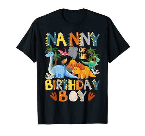 T-Rex Dinosaurier-Bday-Party mit Aufschrift Nanny of The Birthday Boy T-Shirt T-Rex Dinosaurier-Bday-Party mit Aufschrift Nanny of The Birthday Boy T-Shirt von Birthday Boy Saurus T-Rex Family Matching