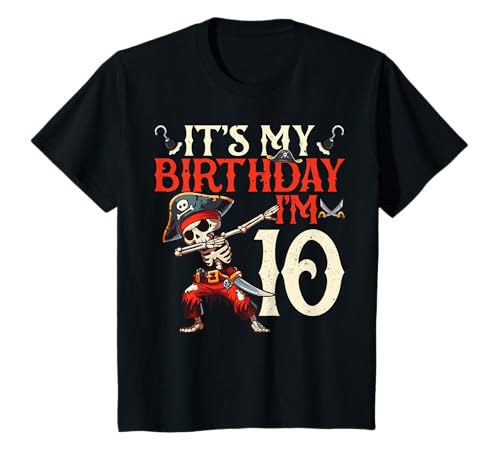 Kinder It's My Birthday I'm 10 Years Old Pirate Party zum 10. Geburtstag T-Shirt von Birthday Bruh It's My Birthday Pirate Tee