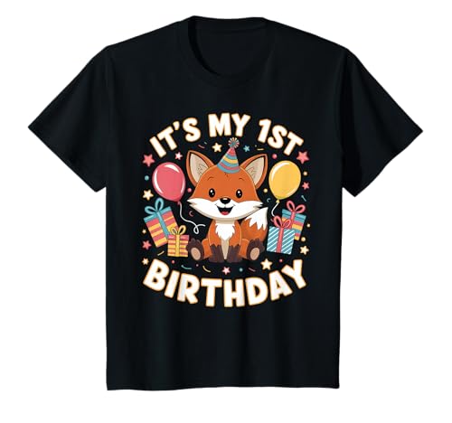 Kinder 1. Geburtstag Fuchs Party Design T-Shirt von Birthday Celebration Designs