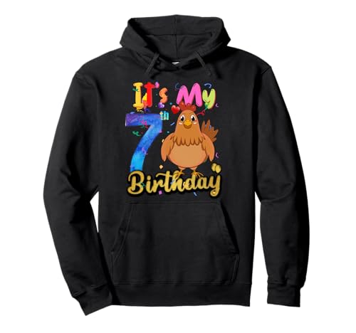 Kinder Huhn 7. Geburtstag 7 Jahre alte Mädchen Huhn Geburtstag Pullover Hoodie von Birthday Chicken Kids awesome