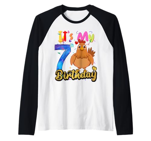 Kinder Huhn 7. Geburtstag 7 Jahre alte Mädchen Huhn Geburtstag Raglan von Birthday Chicken Kids awesome