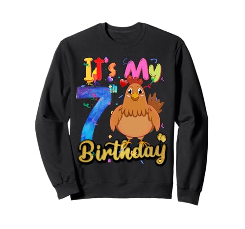 Kinder Huhn 7. Geburtstag 7 Jahre alte Mädchen Huhn Geburtstag Sweatshirt von Birthday Chicken Kids awesome