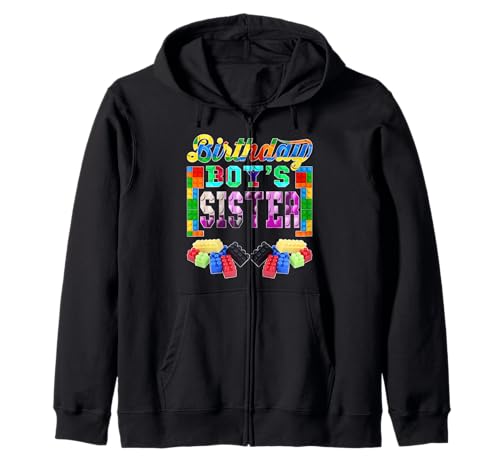 Building Brick Blocks Schwester von Birthday Boy B-Day Builder Kapuzenjacke Building Brick Blocks Schwester von Birthday Boy B-Day Builder Kapuzenjacke von Birthday Colorful Building Brick Blocks Tee Gifts