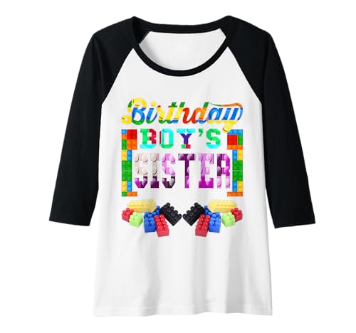 Damen Building Brick Blocks Schwester von Birthday Boy B-Day Builder Raglan Damen Building Brick Blocks Schwester von Birthday Boy B-Day Builder Raglan von Birthday Colorful Building Brick Blocks Tee Gifts