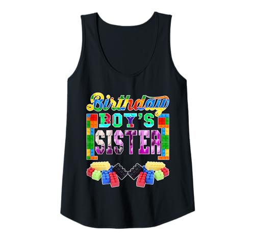 Damen Building Brick Blocks Schwester von Birthday Boy B-Day Builder Tank Top Damen Building Brick Blocks Schwester von Birthday Boy B-Day Builder Tank Top von Birthday Colorful Building Brick Blocks Tee Gifts