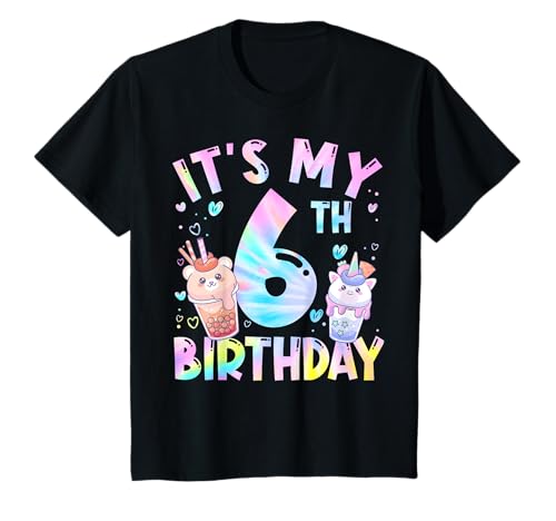 Kinder Es ist Mein 6. Geburtstag, Bubble Boba Tea Party, 6-jähriges Mädchen T-Shirt Kinder Es ist Mein 6. Geburtstag, Bubble Boba Tea Party, 6-jähriges Mädchen T-Shirt von Birthday Cute Bubble Boba Tea Party Girl Tee
