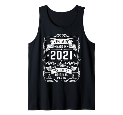 Herren Vintage 2021 4 Years Old Gifts for Boys 4yr 4th Birthday Tank Top von Birthday Decorations For Boys Co.