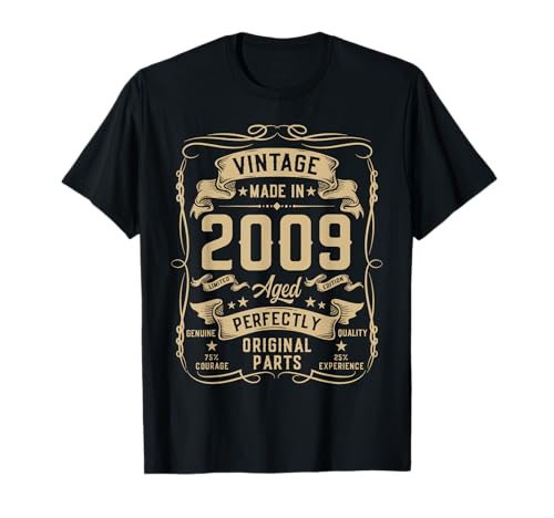 Vintage 2009 16 Years Old Gifts for Boys 16yr 16th Birthday T-Shirt von Birthday Decorations For Boys Co.