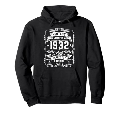 Vintage 1932 93 Years Old Gifts for Men 93yr 93rd Birthday Pullover Hoodie von Birthday Decorations For Men Co.