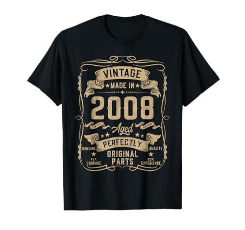 Vintage 2008 17yr 17th Birthday Gifts for Boys 17 Years Old T-Shirt von Birthday Decorations Gifts For Boys Co.