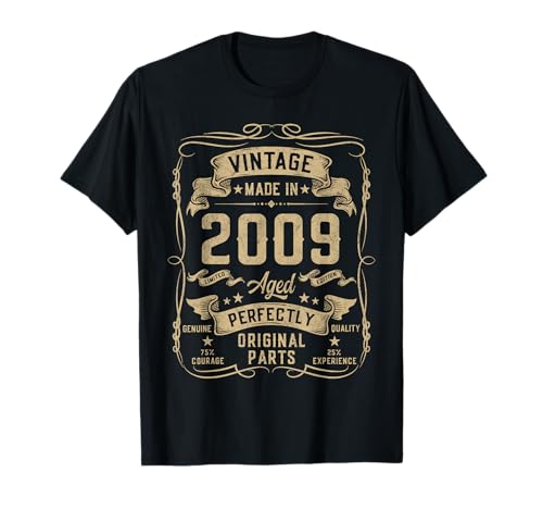 Vintage 2009 16yr 16th Birthday Gifts for Boys 16 Years Old T-Shirt von Birthday Decorations Gifts For Boys Co.