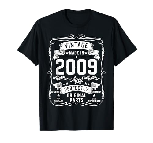 Vintage 2009 16yr 16th Birthday Gifts for Boys 16 Years Old T-Shirt von Birthday Decorations Gifts For Boys Co.