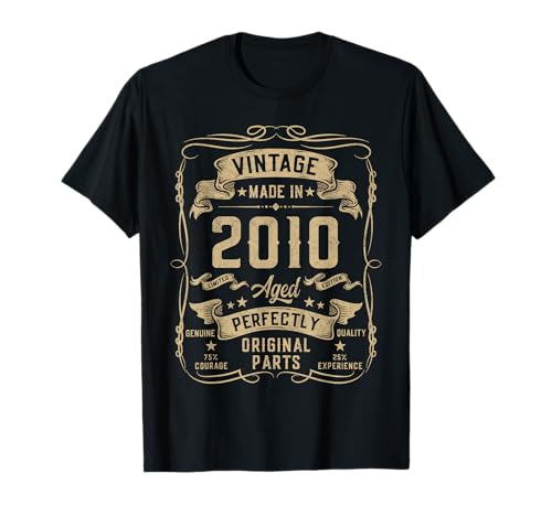 Vintage 2010 15yr 15th Birthday Gifts for Boys 15 Years Old T-Shirt von Birthday Decorations Gifts For Boys Co.
