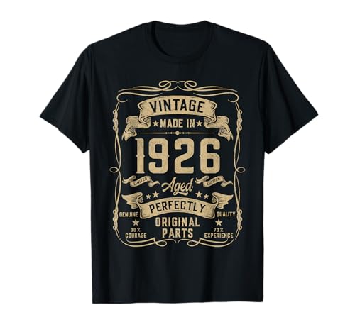 Vintage 1926 99yr 99th Birthday Gifts for Men 99 Years Old T-Shirt von Birthday Decorations Gifts For Men Co.