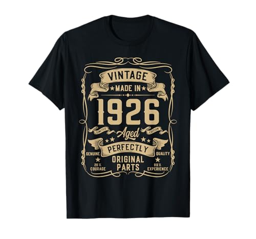 Vintage 1926 99yr 99th Birthday Gifts for Men 99 Years Old T-Shirt von Birthday Decorations Gifts For Men Co.
