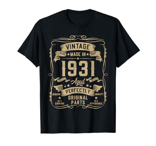Vintage 1931 94yr 94th Birthday Gifts for Men 94 Years Old T-Shirt von Birthday Decorations Gifts For Men Co.