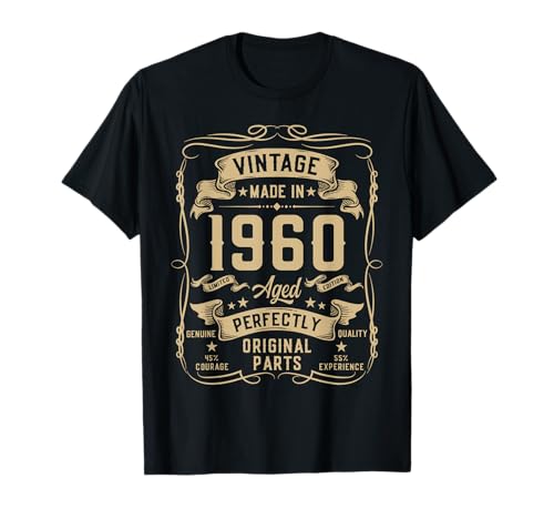 Vintage 1960 65yr 65th Birthday Gifts for Men 65 Years Old T-Shirt von Birthday Decorations Gifts For Men Co.