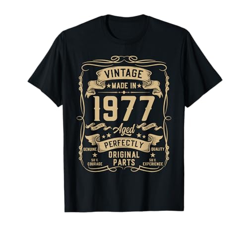 Vintage 1977 48yr 48th Birthday Gifts for Men 48 Years Old T-Shirt von Birthday Decorations Gifts For Men Co.
