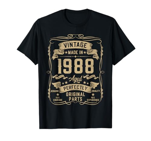 Vintage 1988 37yr 37th Birthday Gifts for Men 37 Years Old T-Shirt von Birthday Decorations Gifts For Men Co.