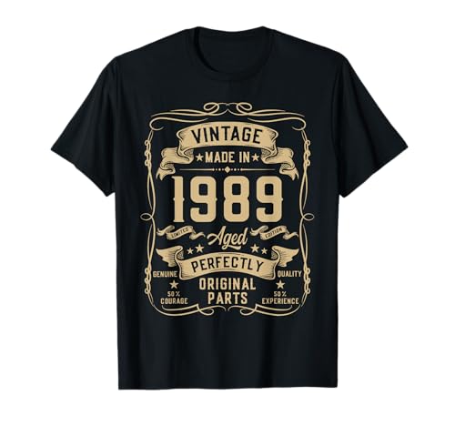 Vintage 1989 36yr 36th Birthday Gifts for Men 36 Years Old T-Shirt von Birthday Decorations Gifts For Men Co.