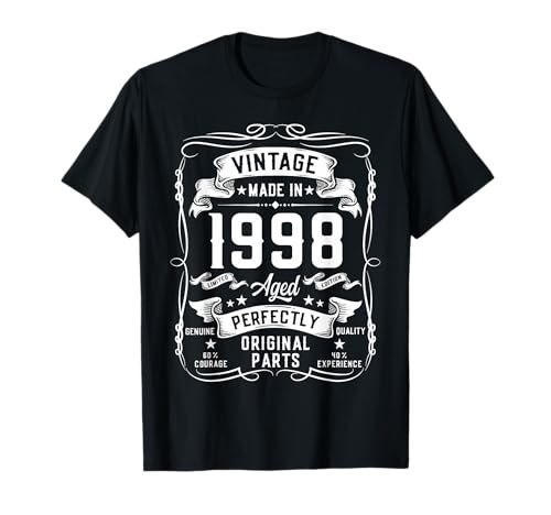 Vintage 1998 27yr 27th Birthday Gifts for Men 27 Years Old T-Shirt von Birthday Decorations Gifts For Men Co.