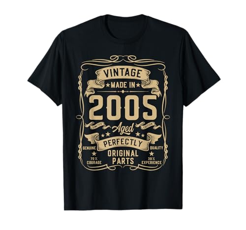 Vintage 2005 20yr 20th Birthday Gifts for Men 20 Years Old T-Shirt von Birthday Decorations Gifts For Men Co.
