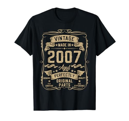 Vintage 2007 18yr 18th Birthday Gifts for Men 18 Years Old T-Shirt von Birthday Decorations Gifts For Men Co.