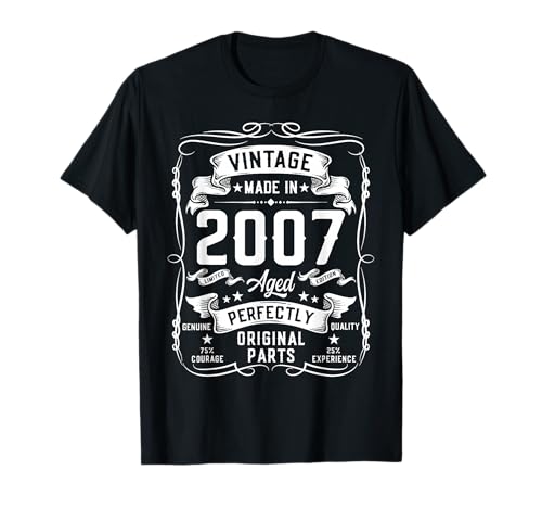 Vintage 2007 18yr 18th Birthday Gifts for Men 18 Years Old T-Shirt von Birthday Decorations Gifts For Men Co.