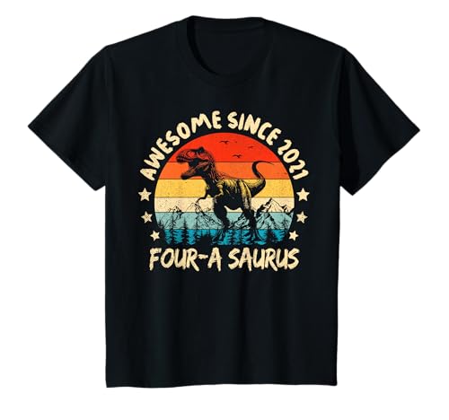 Kinder Four A Saurus Birthday T Rex 4 Year Old Dino 4th Dinosaurier T-Shirt Kinder Four A Saurus Birthday T Rex 4 Year Old Dino 4th Dinosaurier T-Shirt von Birthday Dinosaur Shirts