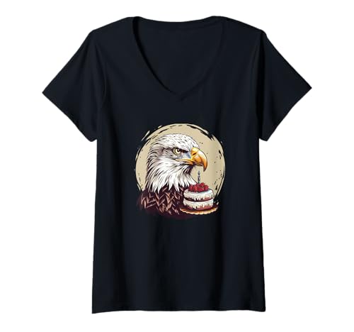 Damen Tolles Adler und Geburtstagskuchen-Kostüm für Jungen und Mädchen T-Shirt mit V-Ausschnitt Damen Tolles Adler und Geburtstagskuchen-Kostüm für Jungen und Mädchen T-Shirt mit V-Ausschnitt von Birthday Eagle