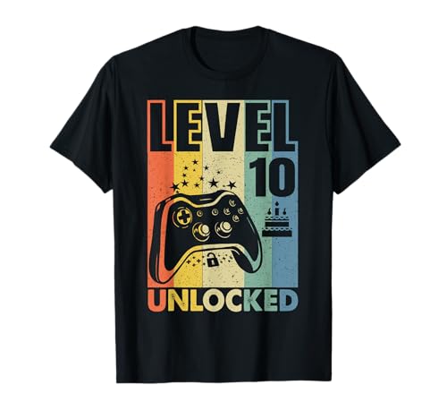 10th Birthday Gift Boys Level 10 Unlocked 10 Years Old Gamer T-Shirt von Birthday Gamer Shirts