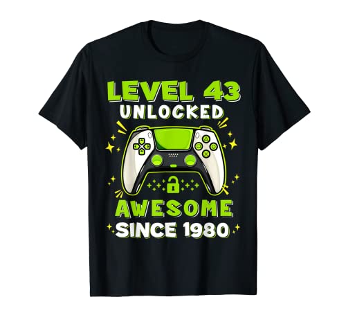 43rd Birthday Gift Boys Level 43 Unlocked 43 Years Old Gamer T-Shirt von Birthday Gamer Shirts