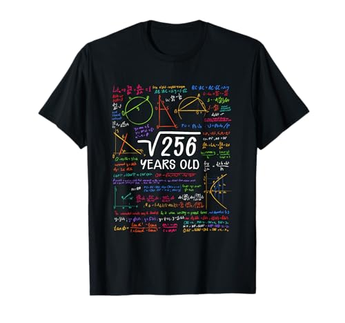 16 Geburtstag Junge Mädchen Lustige Mathematik Quadratwurzel 256 = 16 Jahre T-Shirt von Birthday Gifts For 16 Years Old Men Women